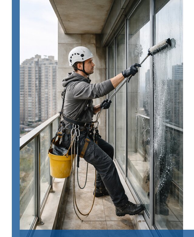 Профессиональная мойка балконного остекления в Омске