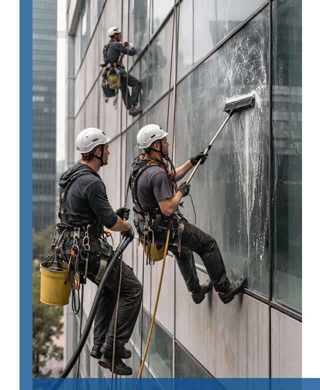 Профессиональная высотная мойка фасадов зданий в Омске