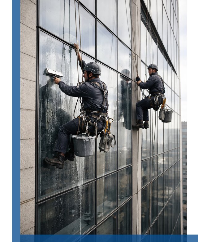 Профессиональная мойка стеклянных фасадов зданий в Омске