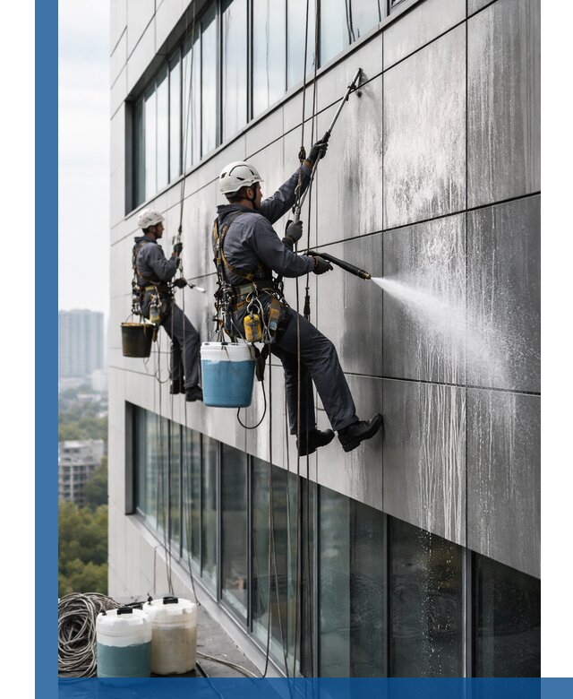 Профессиональная мойка вентилируемых фасадов в Омске