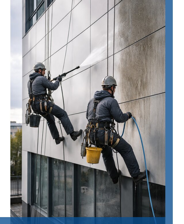 Мойка фасада из композита в Омске по цене от 311 р. | ВЫСОТНИК-Омс