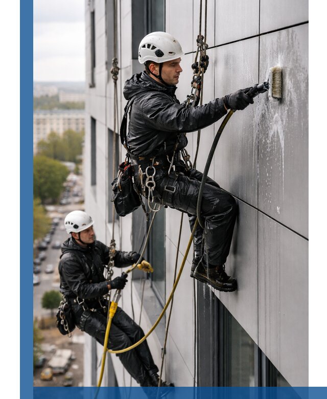 Профессиональная мойка фасада из композита в Омске