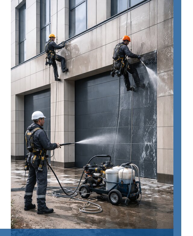 Послестроительная мойка фасада в Омске от 311 р. | ВЫСОТНИК-Омс