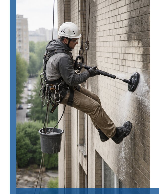 Очистка фасада от копоти в Омске профессионально и безопасно