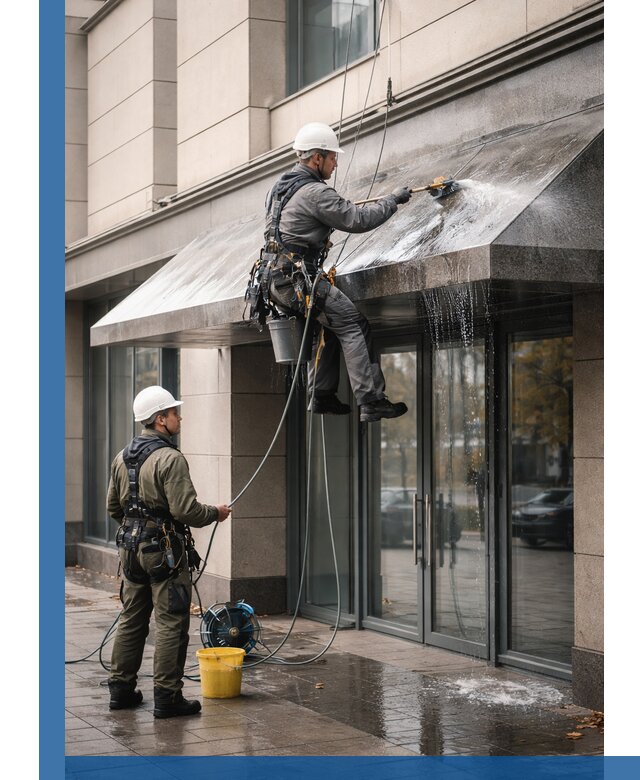 Профессиональная мойка козырьков и навесов в Омске