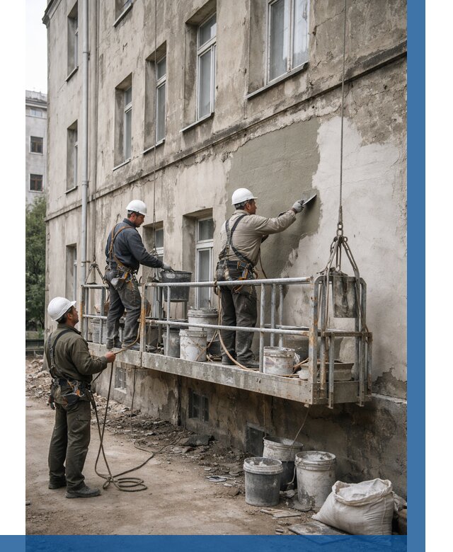 Капитальный ремонт фасада в Омске от 4355 р. | ВЫСОТНИК-Омс