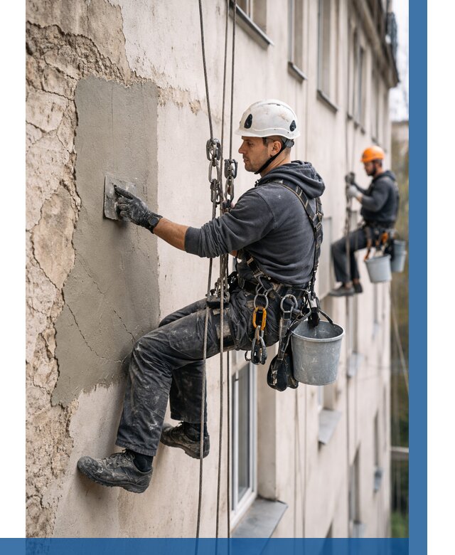 Восстановление штукатурки фасада в Омске от 1244 р. | ВЫСОТНИК-Омс