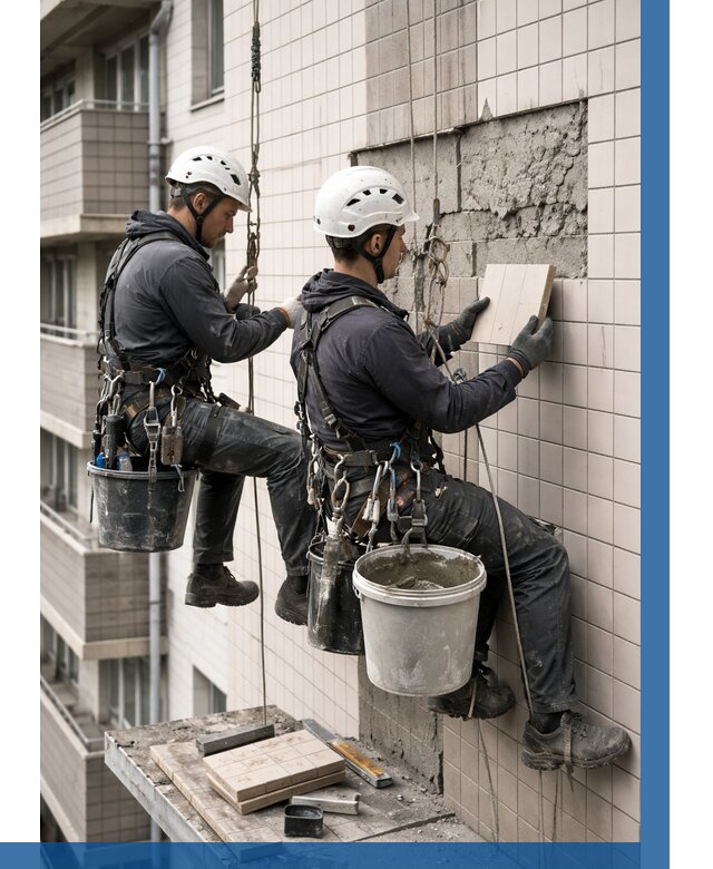 Ремонт облицовки фасада плиткой в Омске от 1866 р. | ВЫСОТНИК-Омс