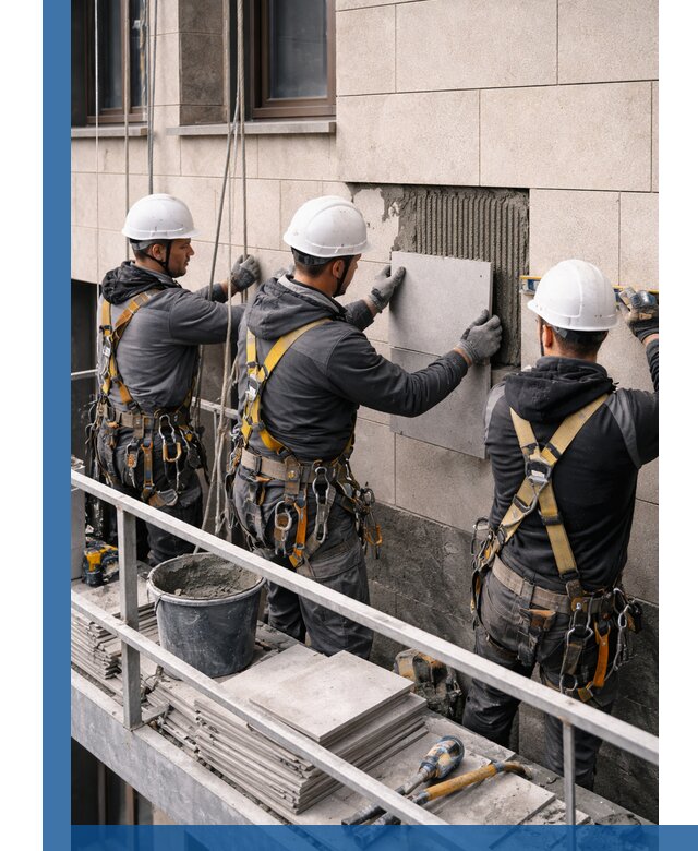 Ремонт облицовки фасада плиткой в Омске с гарантией