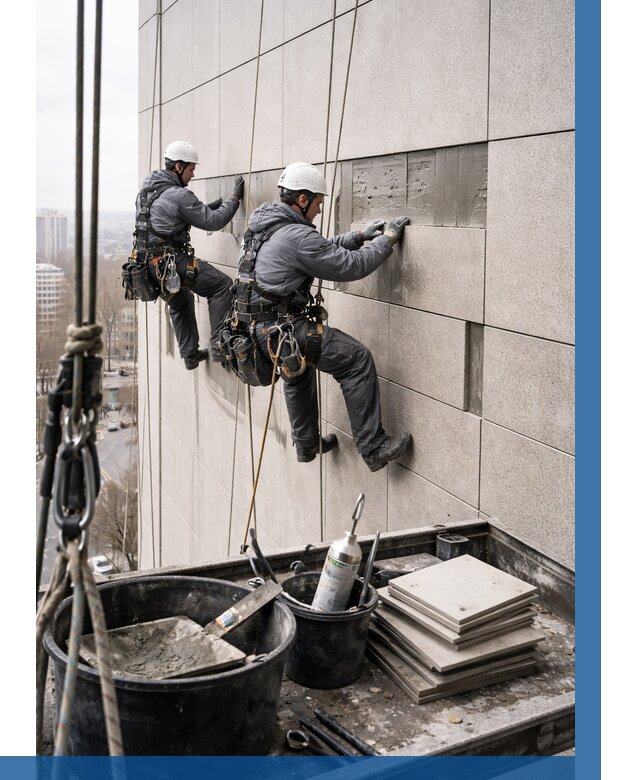 Ремонт фасада из керамогранита в Омске от 2592 р. | ВЫСОТНИК-Омс