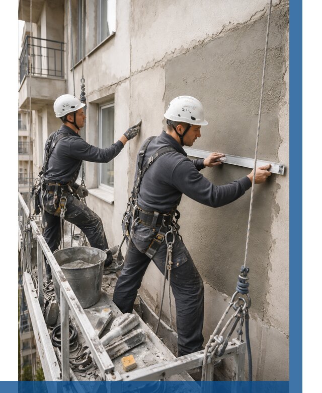 Штукатурка фасада на высоте в Омске от 933 р. | ВЫСОТНИК-Омс