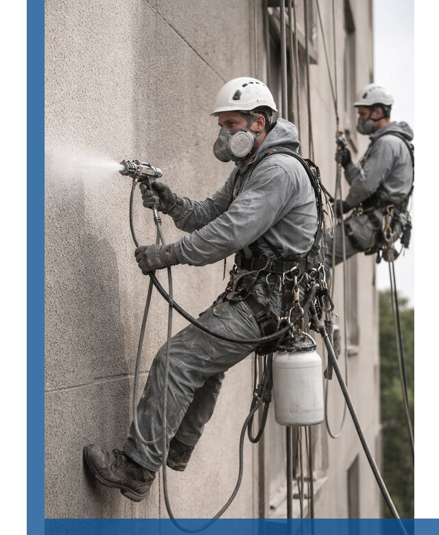 Безвоздушная покраска фасадов зданий в Омске профессионально