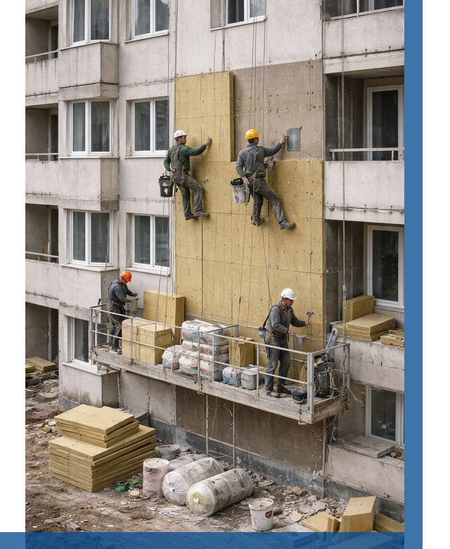 Утепление фасада минватой в Омске от 1555 р. | ВЫСОТНИК-Омс