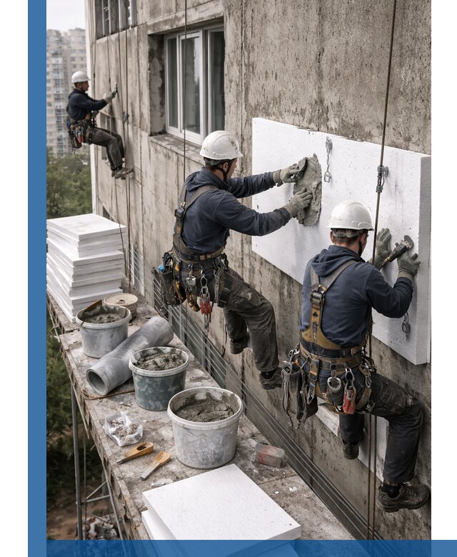 Утепление фасада пенополистиролом в Омске под ключ