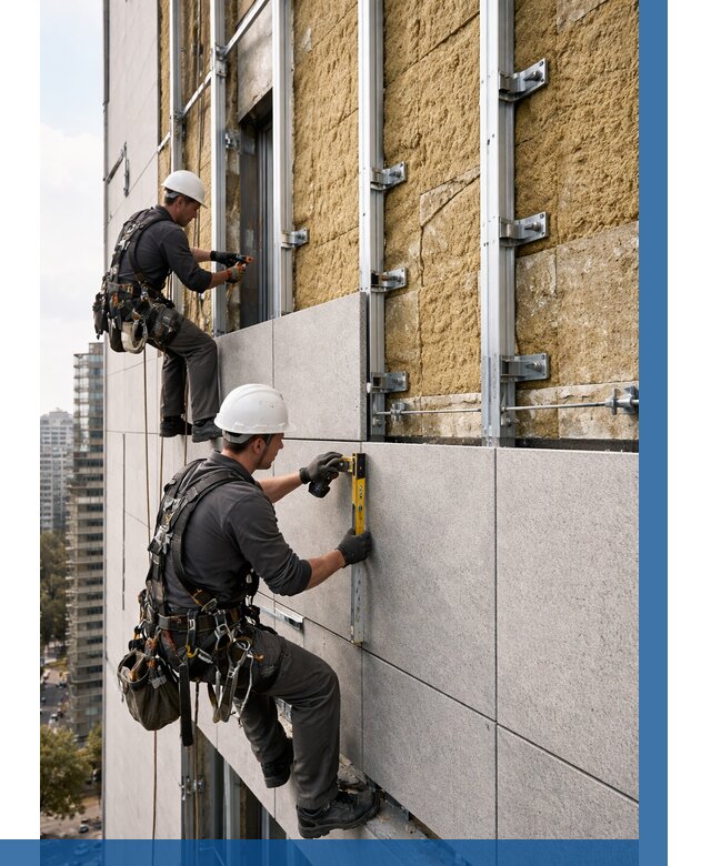 Монтаж вентилируемого фасада в Омске от 3629 р. | ВЫСОТНИК-Омс