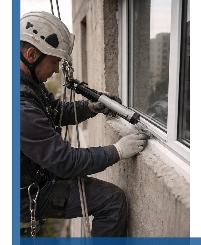 Герметизация оконных швов снаружи в Омске профессионально