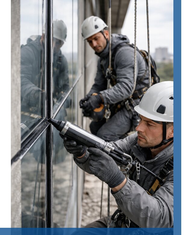 Герметизация витражных швов в Омске от 674 р. | ВЫСОТНИК-Омс