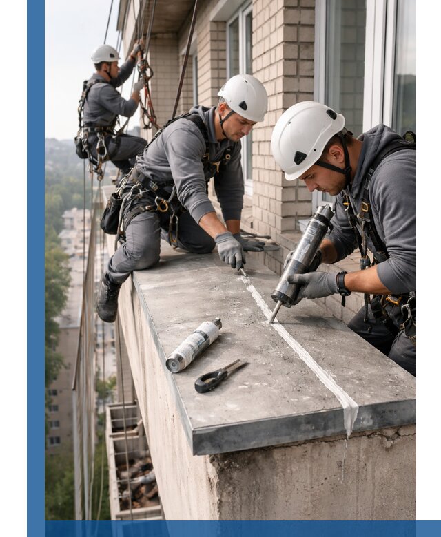 Герметизация балконного козырька в Омске профессионально