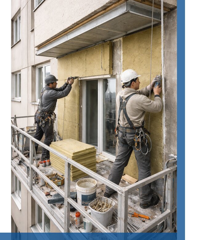 Утепление балкона снаружи в Омске от 1659 р. под ключ ВЫСОТНИК-Омс