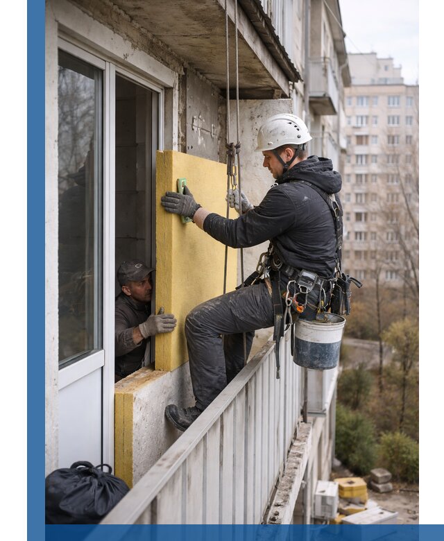 Профессиональное утепление балкона снаружи в Омске под ключ