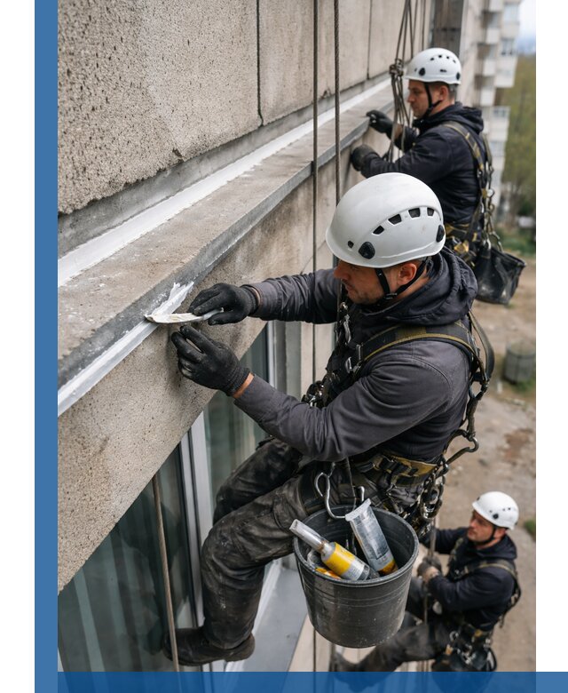 Герметизация примыкания балкона в Омске под ключ с гарантией