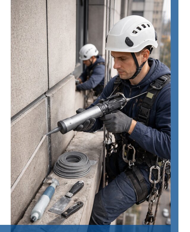 Герметизация деформационных швов фасада в Омске от 726 | ВЫСОТНИК-Омс