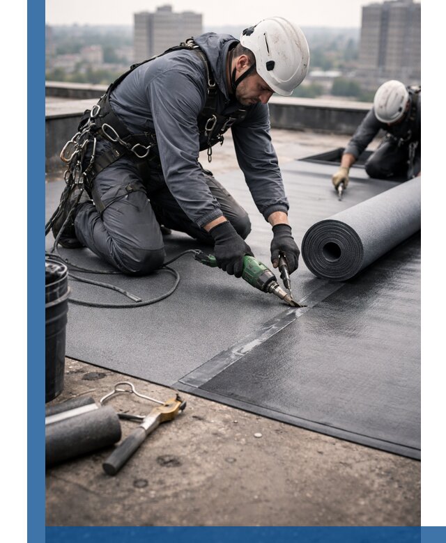 Ремонт мягкой кровли в Омске с выездом промальпинистов