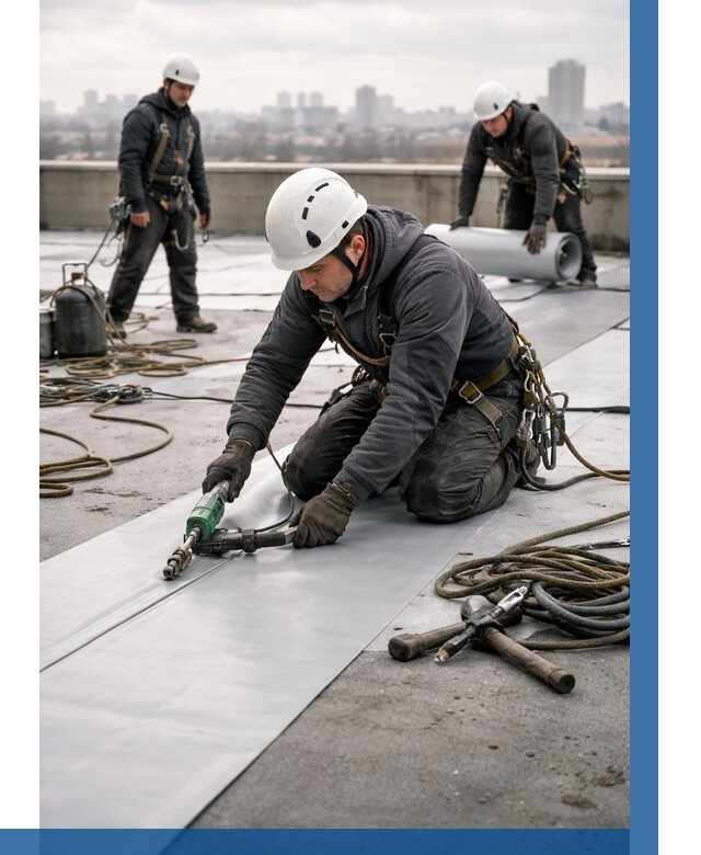 Ремонт мембранной кровли в Омске от 1866 р./м2 | ВЫСОТНИК-Омс