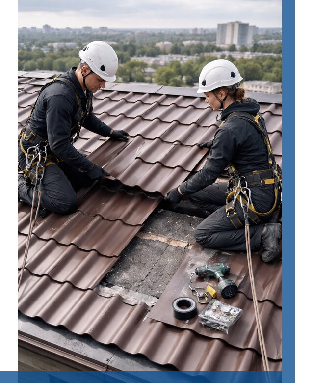 Ремонт металлочерепицы на крыше в Омске от 933 р. | ВЫСОТНИК-Омс