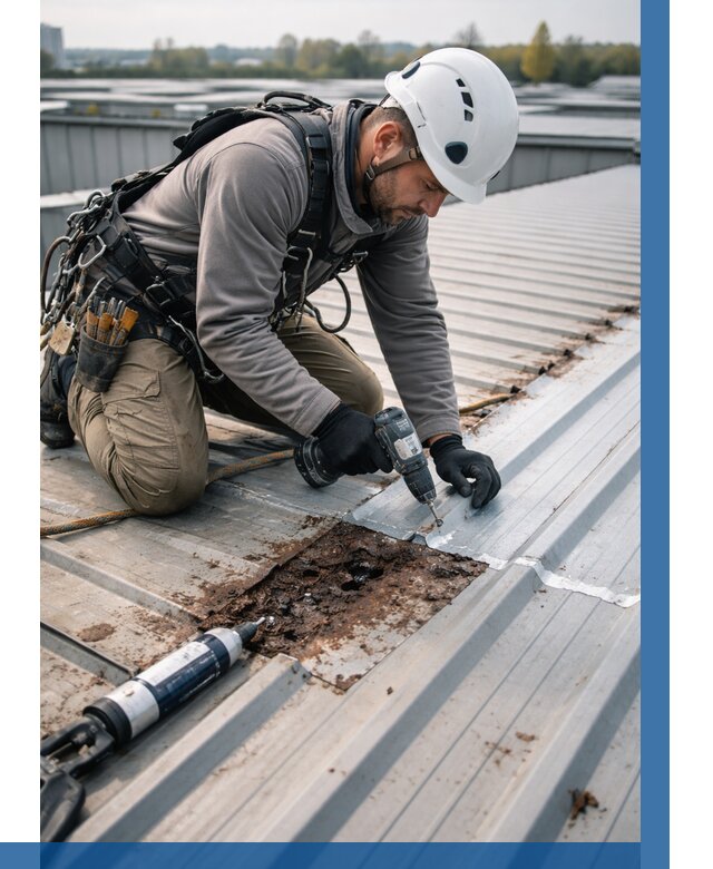 Ремонт профнастила на кровле в Омске от 726 р. | ВЫСОТНИК-Омс