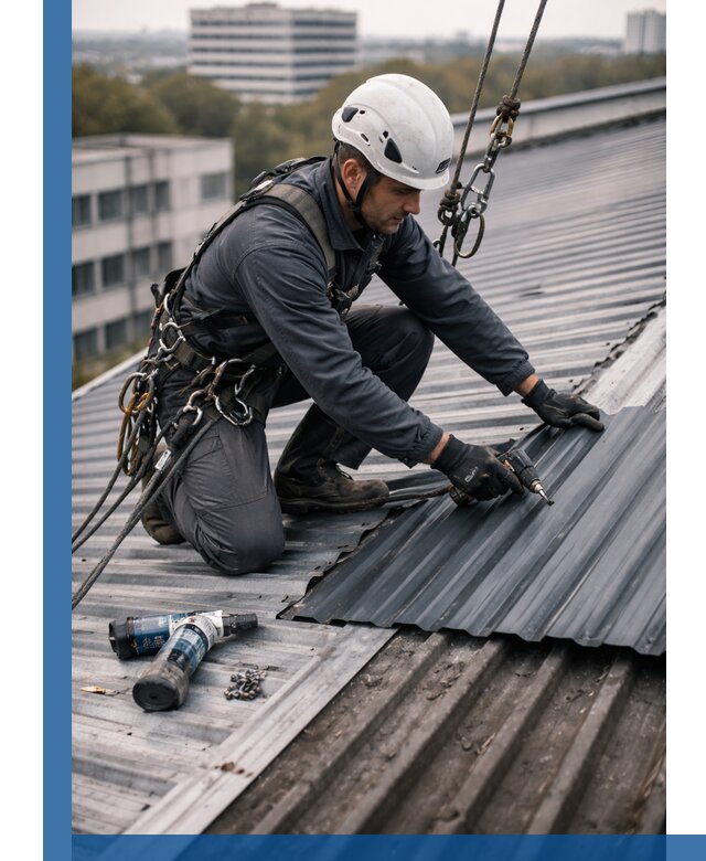 Ремонт профнастила на кровле в Омске, работы под ключ