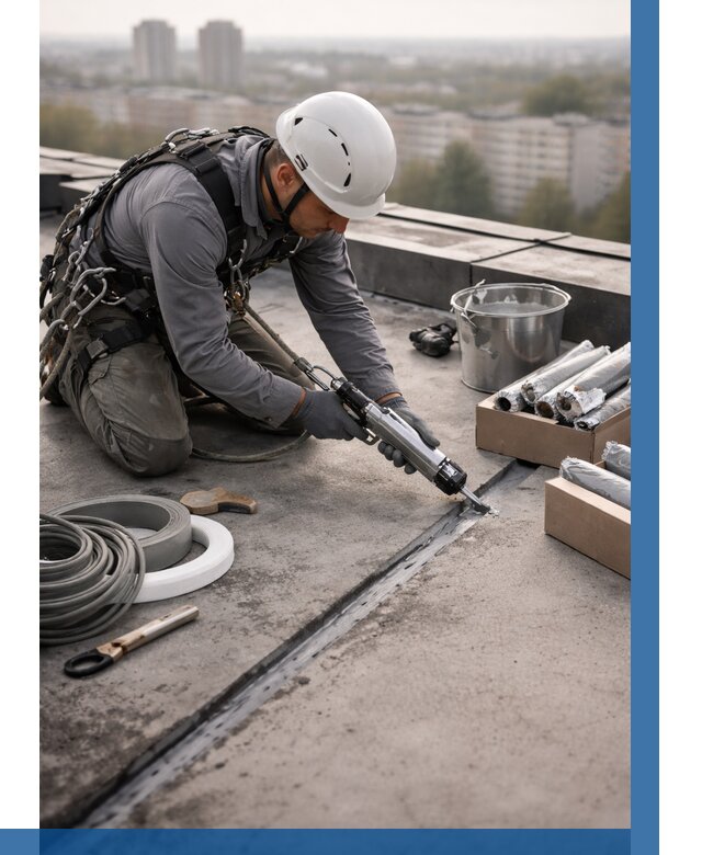 Герметизация швов кровли в Омске от 467 р./м2 | ВЫСОТНИК-Омс