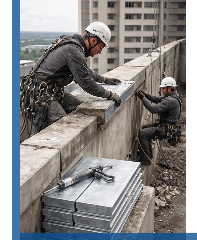 Замена парапетных крышек и установка новых в Омске