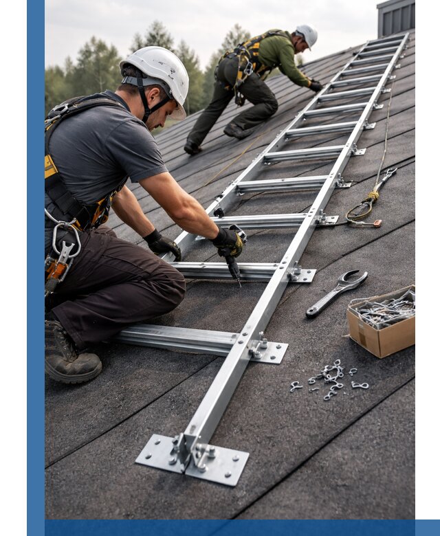 Профессиональный монтаж кровельной лестницы в Омске под ключ