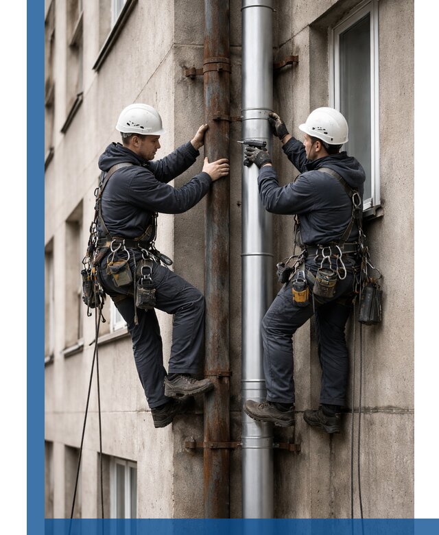 Замена водосточных труб в Омске: монтаж и демонтаж под ключ