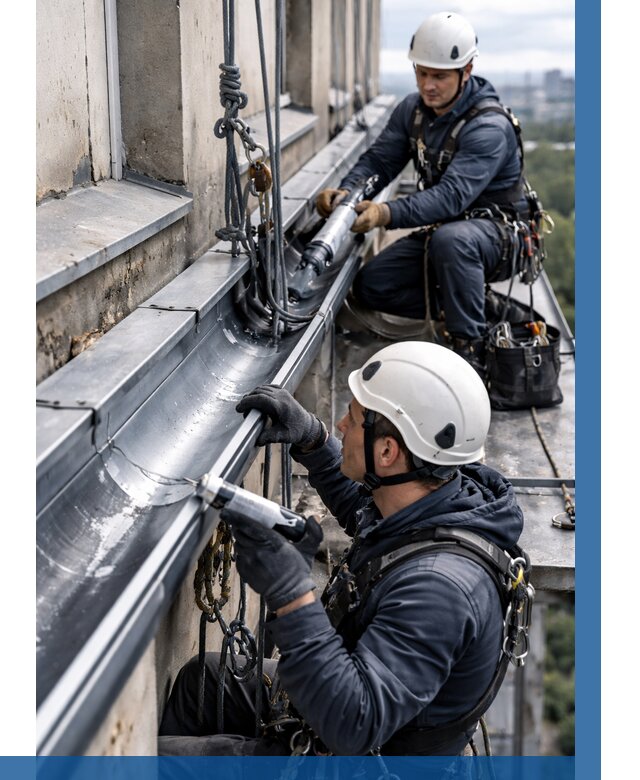 Ремонт водосточных желобов в Омске от 6740 р. | ВЫСОТНИК-Омс