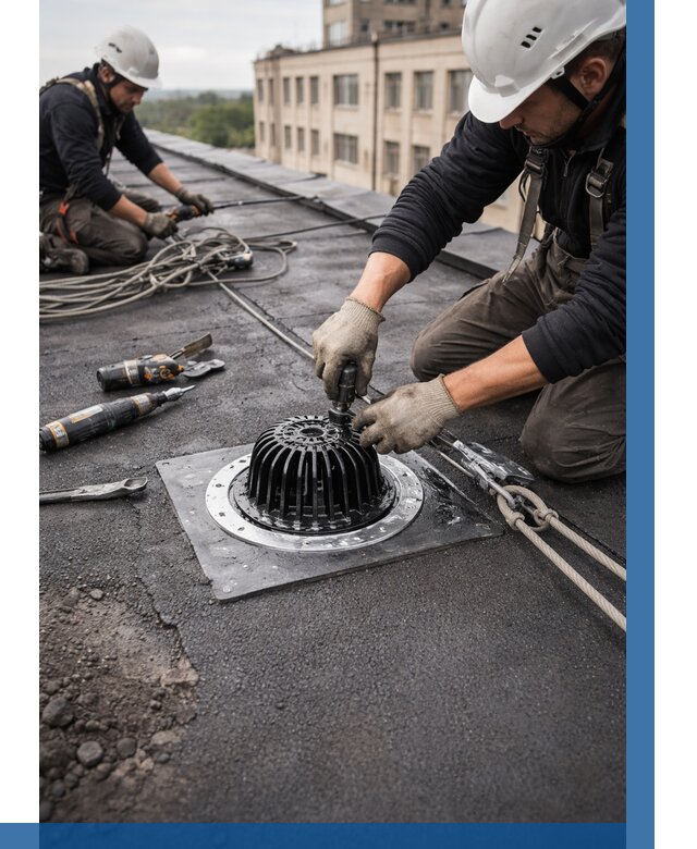 Установка водосточных воронок в Омске цена от 3629 р. | ВЫСОТНИК-Омс