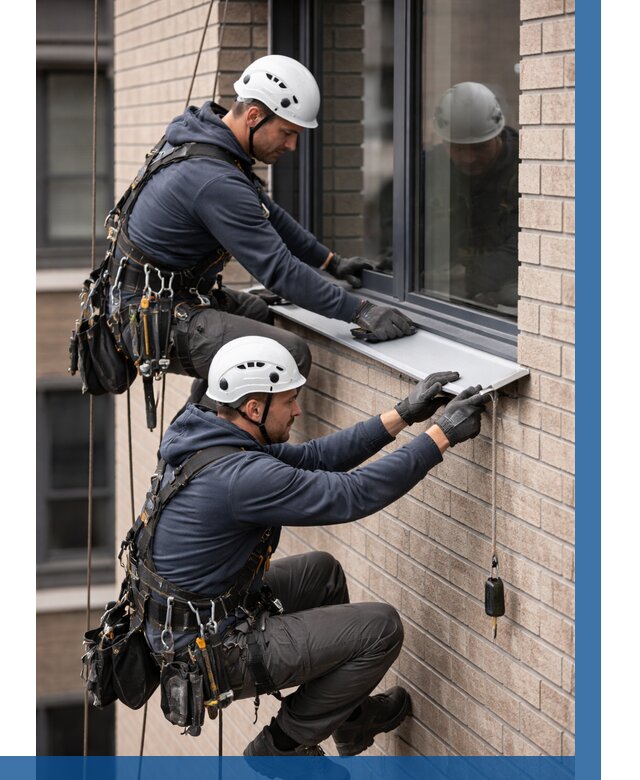 Монтаж оконных отливов под ключ в Омске от 3629 р. | ВЫСОТНИК-Омс