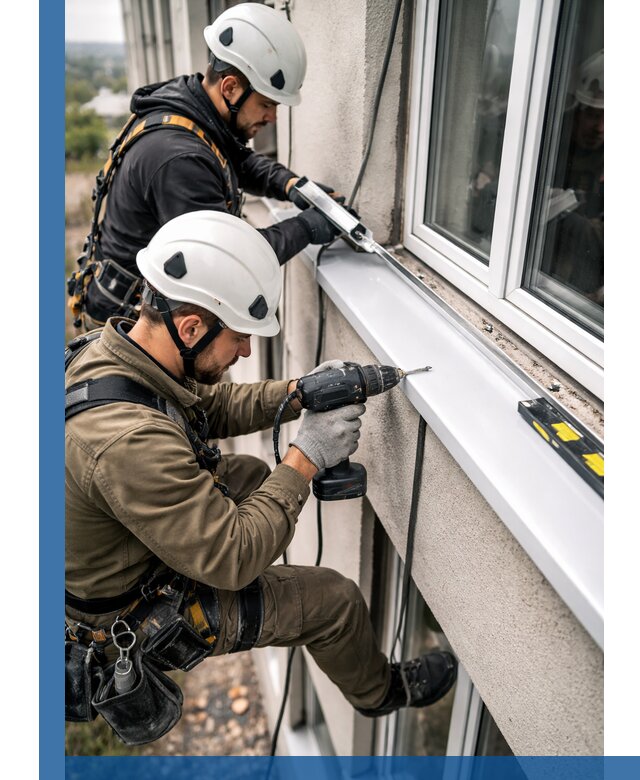 Профессиональный монтаж оконных отливов и отведения воды в Омске