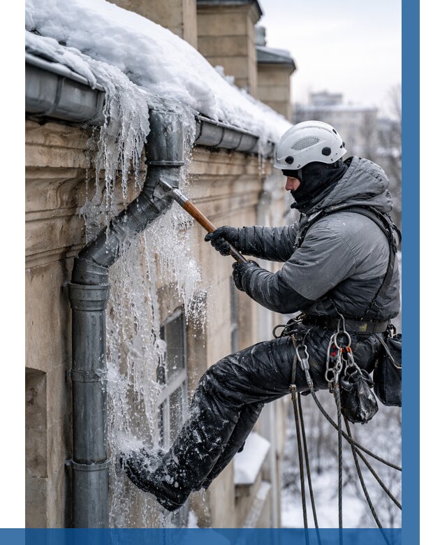Очистка водостоков от льда в Омске от 3629 р. | ВЫСОТНИК-Омс