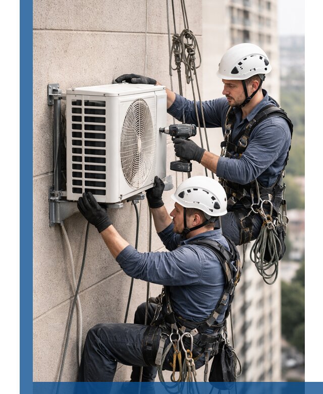 Монтаж внешнего блока кондиционера в Омске установка и крепление