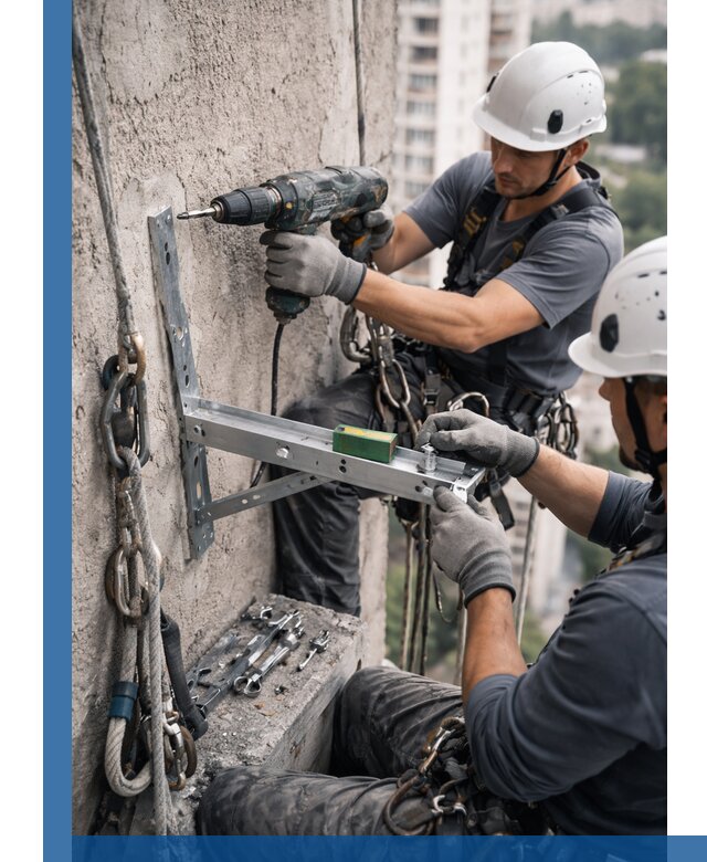 Установка кронштейнов кондиционера и крепежа в Омске