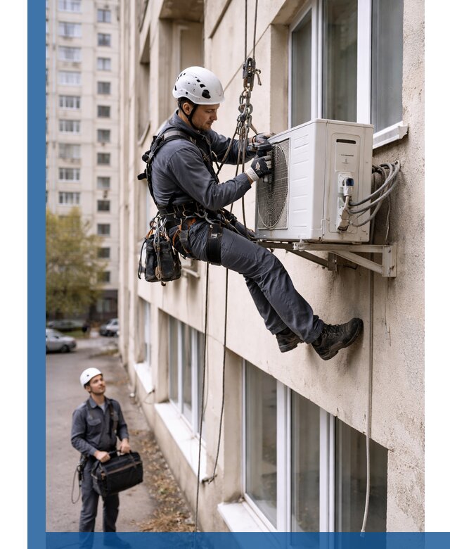 Демонтаж внешнего блока кондиционера в Омске профессионально