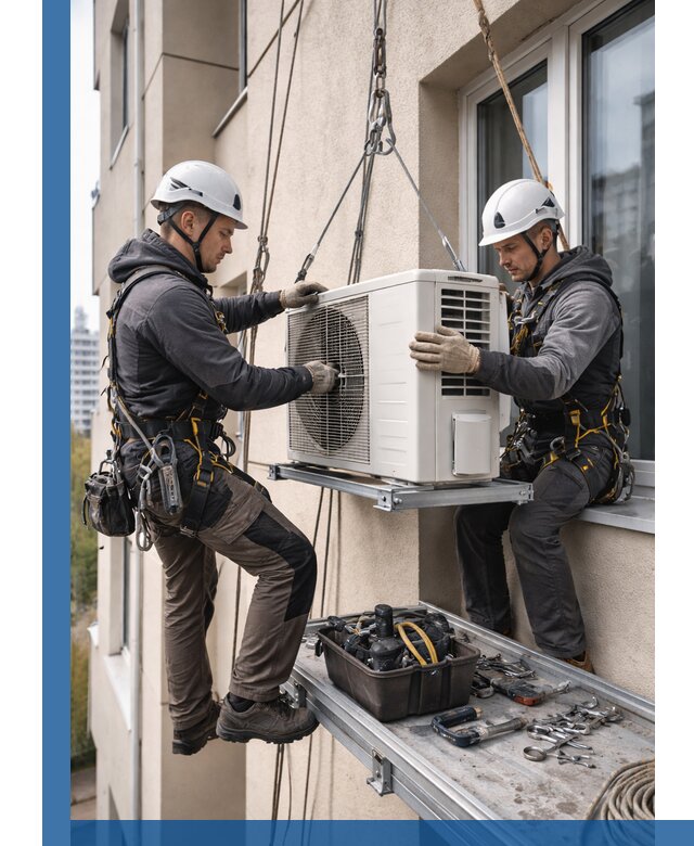 Перенос внешнего блока кондиционера в Омске с монтажом и крепежом