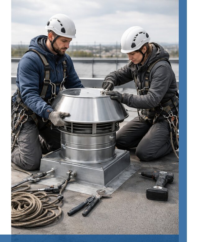 Установка дефлекторов на кровле в Омске от 4666 р. | ВЫСОТНИК-Омс