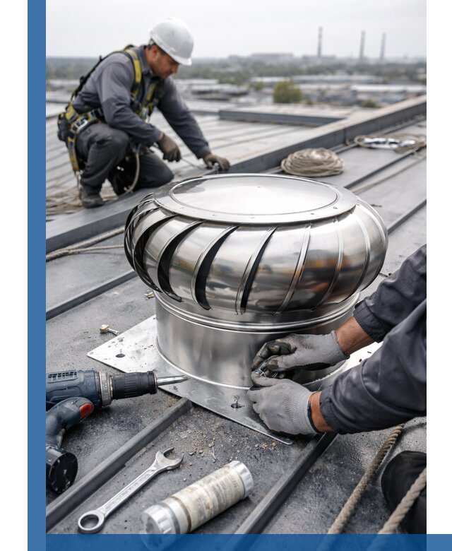 Установка дефлекторов на кровле в Омске профессионально