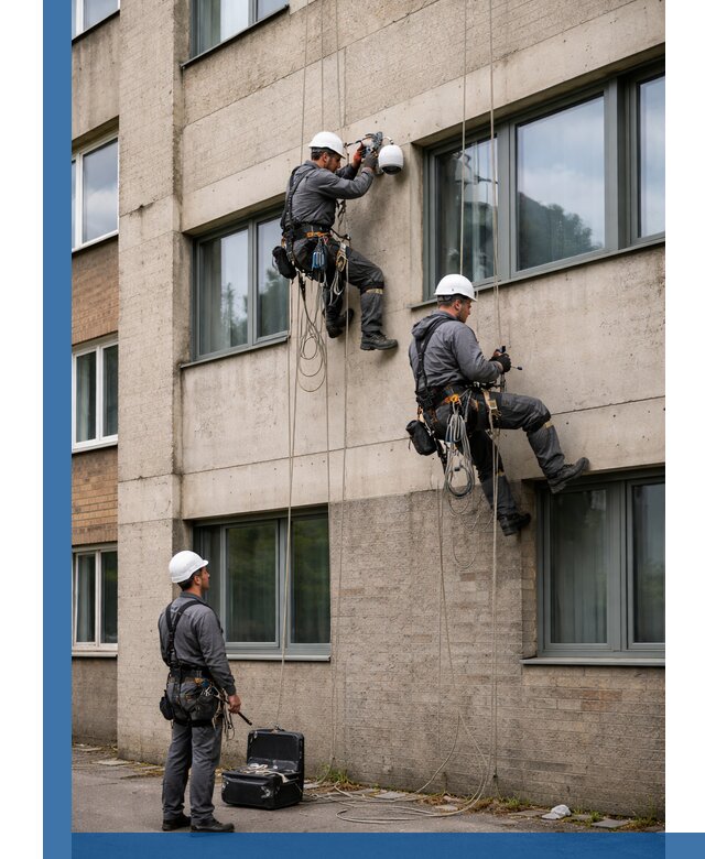 Монтаж фасадных камер видеонаблюдения в Омске под ключ