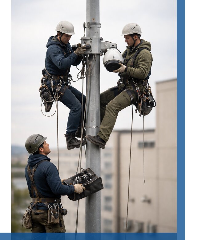 Установка видеокамер на мачте в Омске от 8814 р. | ВЫСОТНИК-Омс