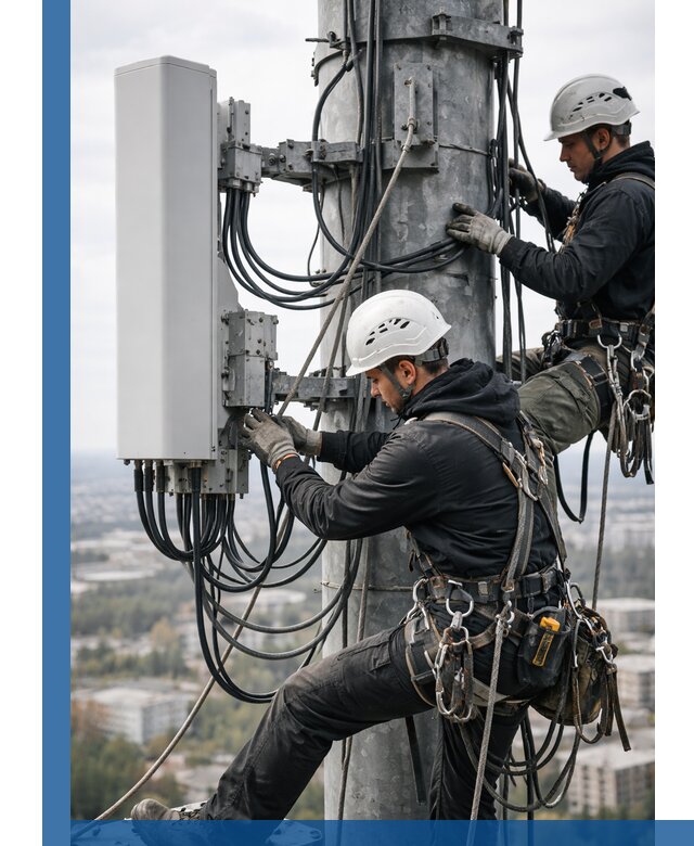 Монтаж оборудования связи на мачте в Омске с пусконаладкой