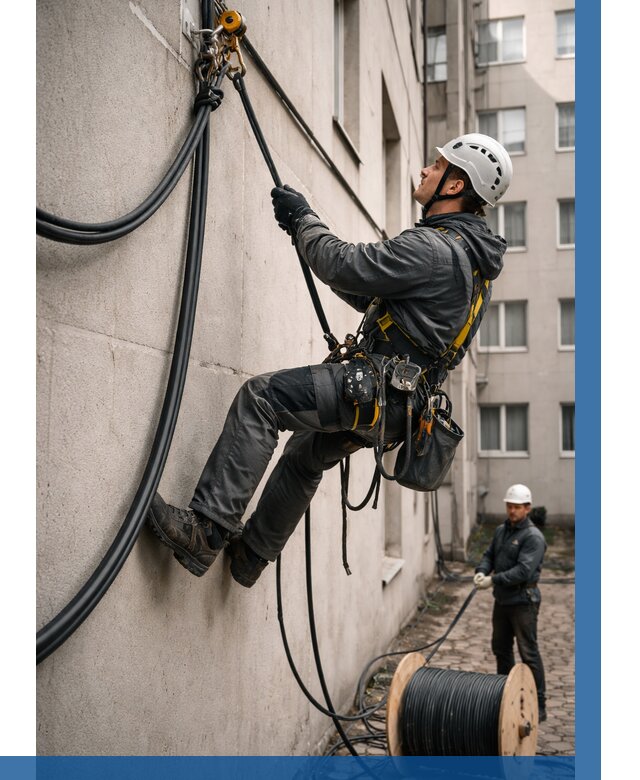 Протяжка кабеля питания на высоте в Омске от 467 р. | ВЫСОТНИК-Омс